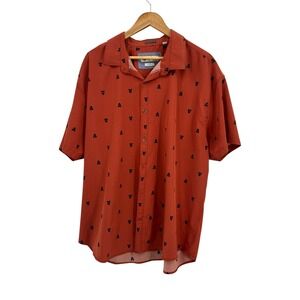 Tallwoods Mens 3X Rust Orange All Over Campfire Print‎ Short Sleeve Shirt